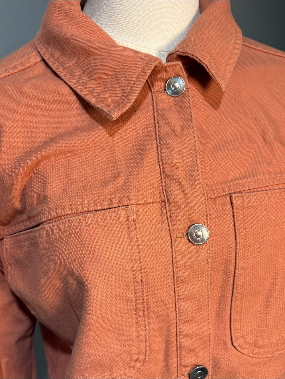 Nine West Rust Orange Denim Cropped Jean Jacket sz S - Picture 2 of 8